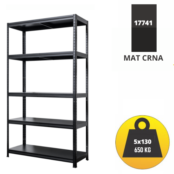Polica metal-metal 180x90x40cm 5x130 kg Metalne Police