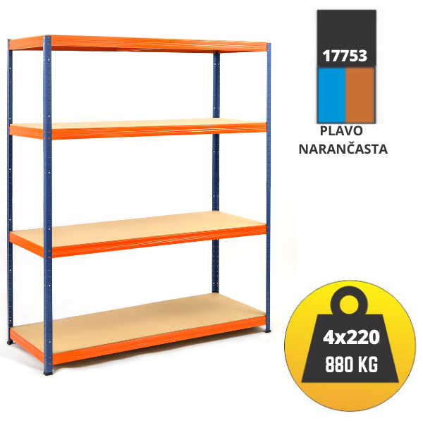 Polica metal-medijapan 180x150x60cm 4x220 kg Metalne Police