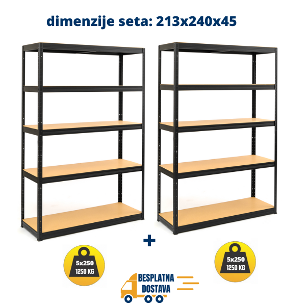 2 POLICE Metal-medijapan 2X213x120x45cm, 5x250kg - Dimenzije seta: 213x120x45