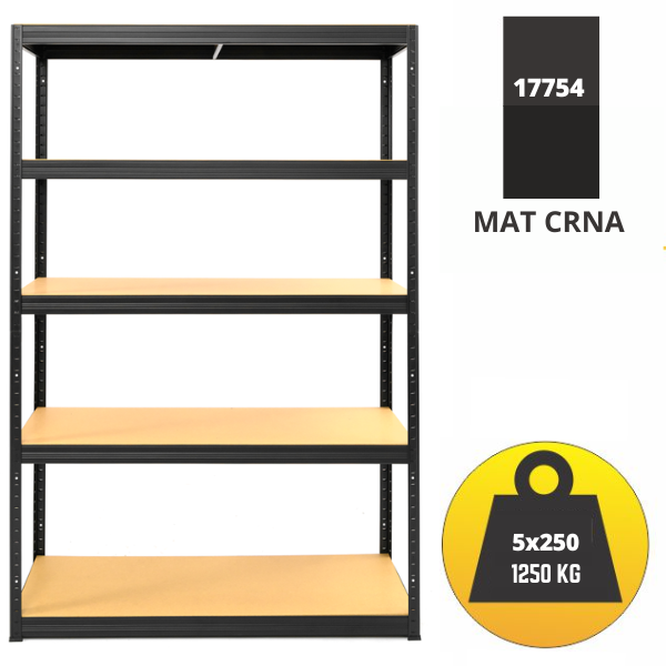 Polica metal-medijapan 213x120x45cm 5x250 kg Metalne Police