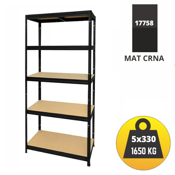 Polica metal-medijapan 180x90x45cm 5x330 kg Metalne Police