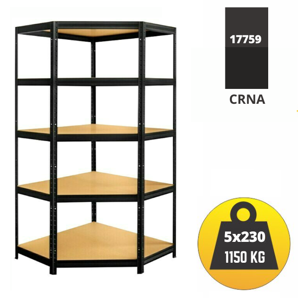Kutna polica metal-medijapan 180x90x90X45cm, 5x230 kg Metalne Police