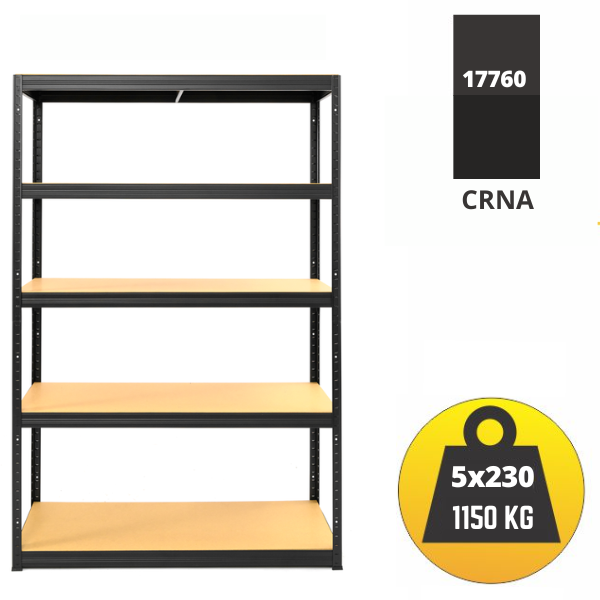 Polica metal-medijapan 180x120x45cm 5x230 kg Metalne Police