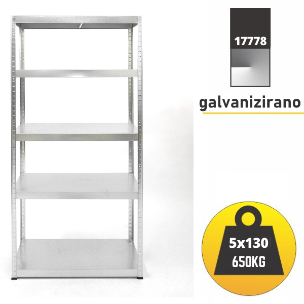 Polica metal-metal 180x90x40cm 5x100 kg Metalne Police