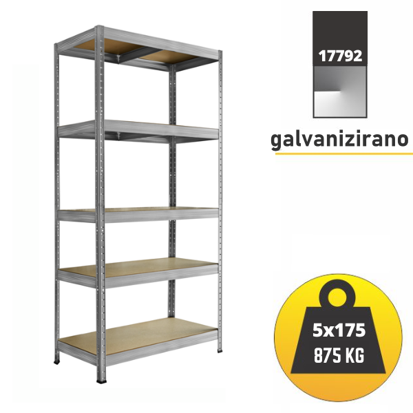 Polica metal-medijapan 180x90x40cm 5X175kg Metalne Police