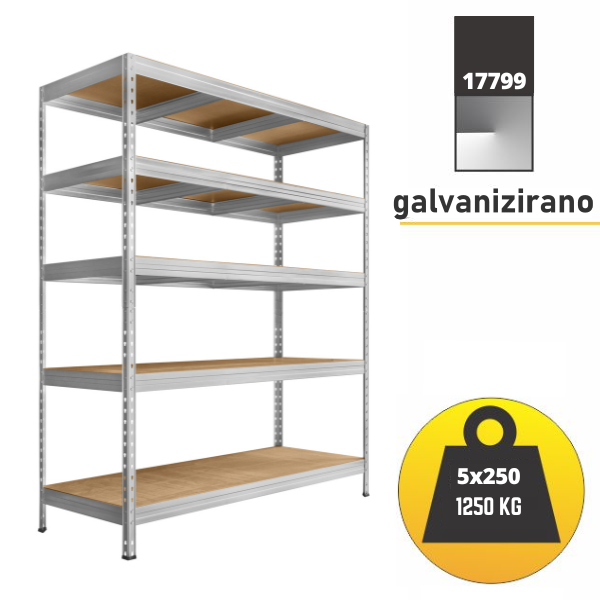 Polica metal-medijapan 180x180X60 5x240kg - RIVET Metalne Police