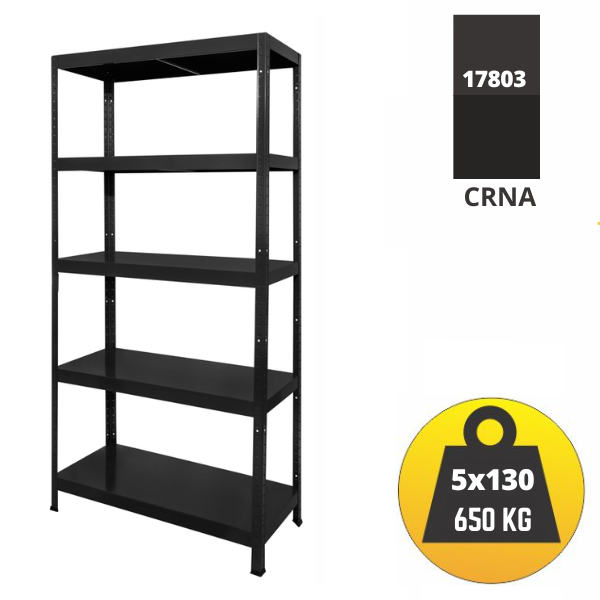 Polica metal-metal 180x100x40cm 5x130 kg Metalne Police