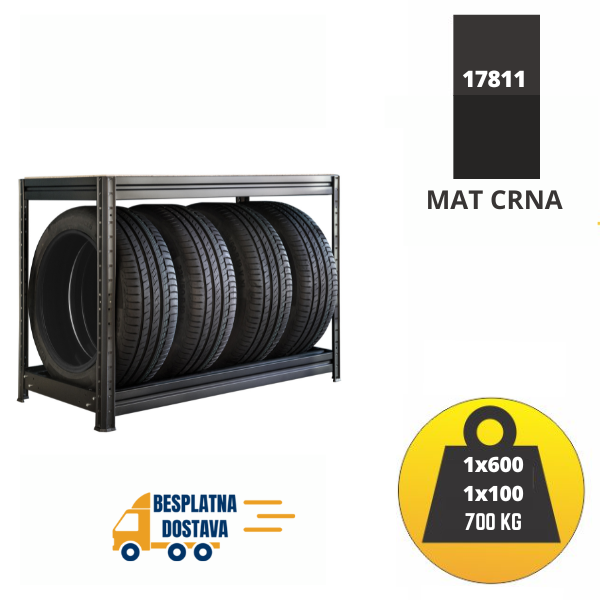 Polica za gume 87x120x60cm 1x100kg+1x600kg Metalne Police