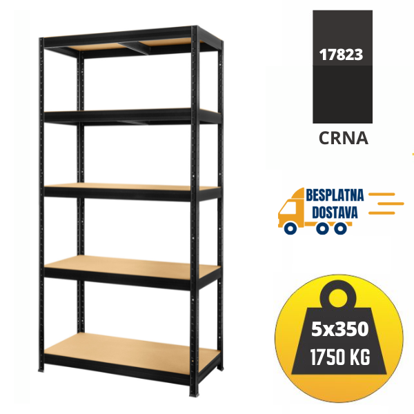 Polica metal-medijapan 180x90x60cm 5x350 kg Metalne Police