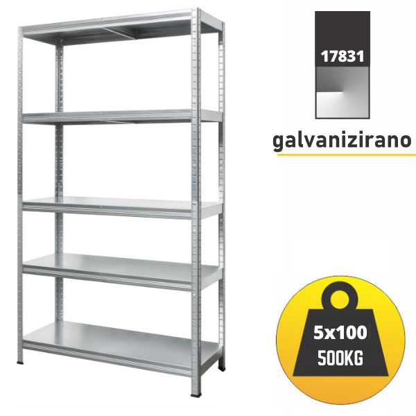 Polica metal-metal 180x100x60cm 5x100 kg Metalne Police