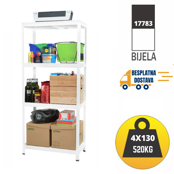 Polica metal-metal 180x90x40cm 4x130 kg