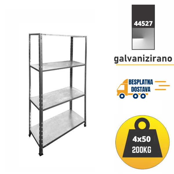 Metalna polica 150x75x30cm 4x50 kg-VIJCI Metalne Police