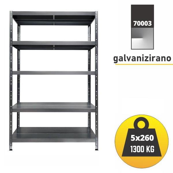 Polica metal-metal 195x100x50cm 5x260 kg Metalne Police