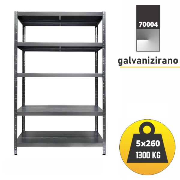 Polica metal-metal 195x120x60cm 5x260 kg Metalne Police