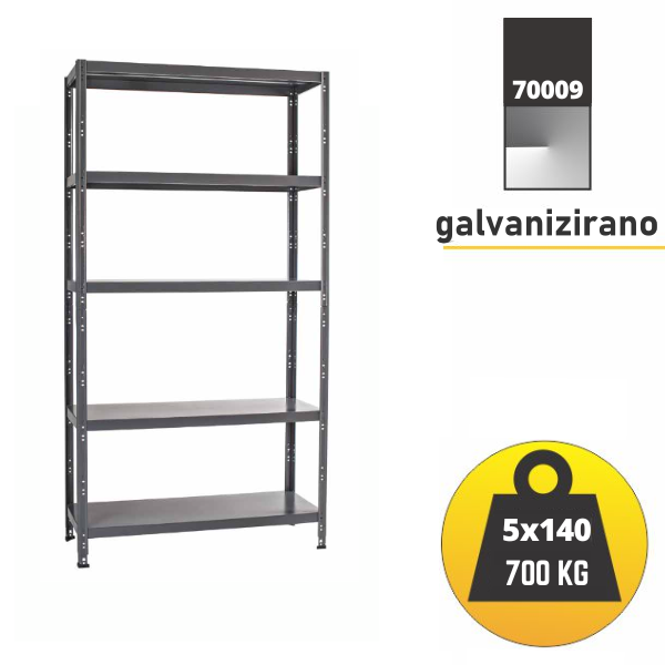 Polica metal-metal 187x100x40cm 5x140 kg Metalne Police