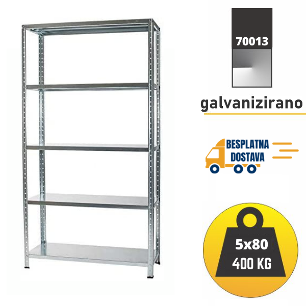 Polica metal-metal 187x100x40cm 5x80 kg Metalne Police