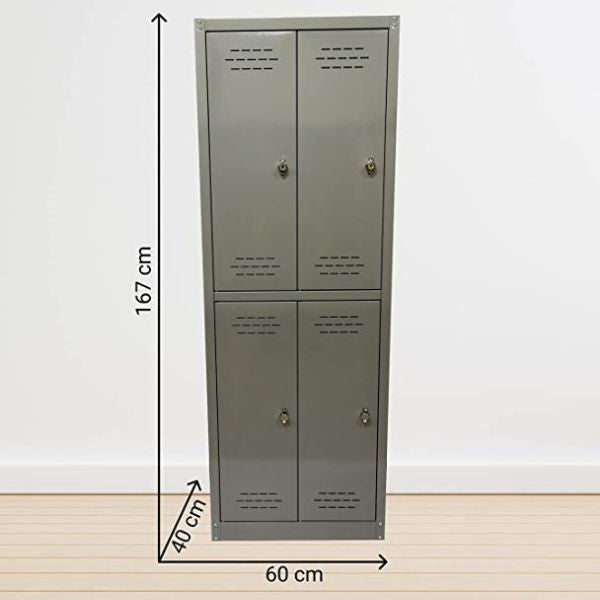 Metalni ormar 167x60x40cm, monoblok sa četiri vrata