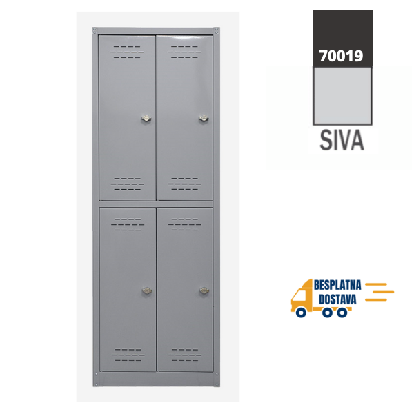 Metalni ormar 167x60x40cm, monoblok sa četiri vrata - metalnepolice.hr