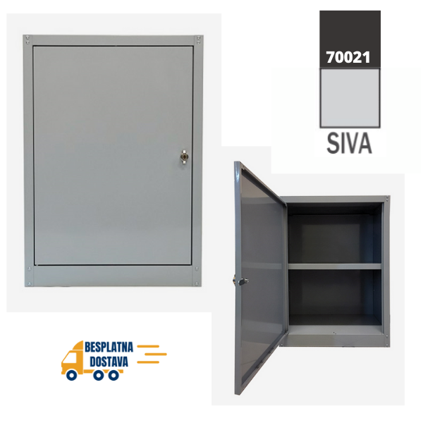 Metalni ormar 84x60x40cm, monoblok, dva odjeljka, jedna polica - metalnepolice.hr