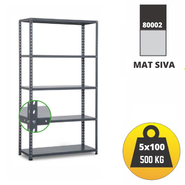 Polica metal-metal 188x100x40cm 5x100kg Metalne Police