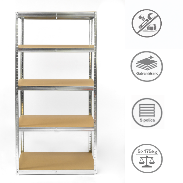 Polica metal-medijapan 180x90x40cm 5X175kg Metalne Police