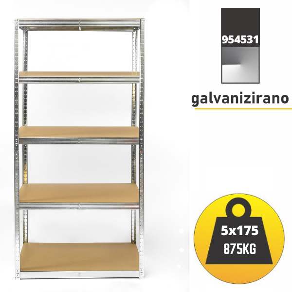 Polica metal-medijapan 180x90x40cm 5X175kg Metalne Police