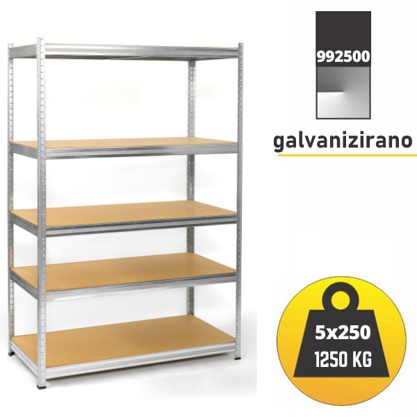 Polica metal-medijapan 180x120x60cm, 5x250kg Metalne Police