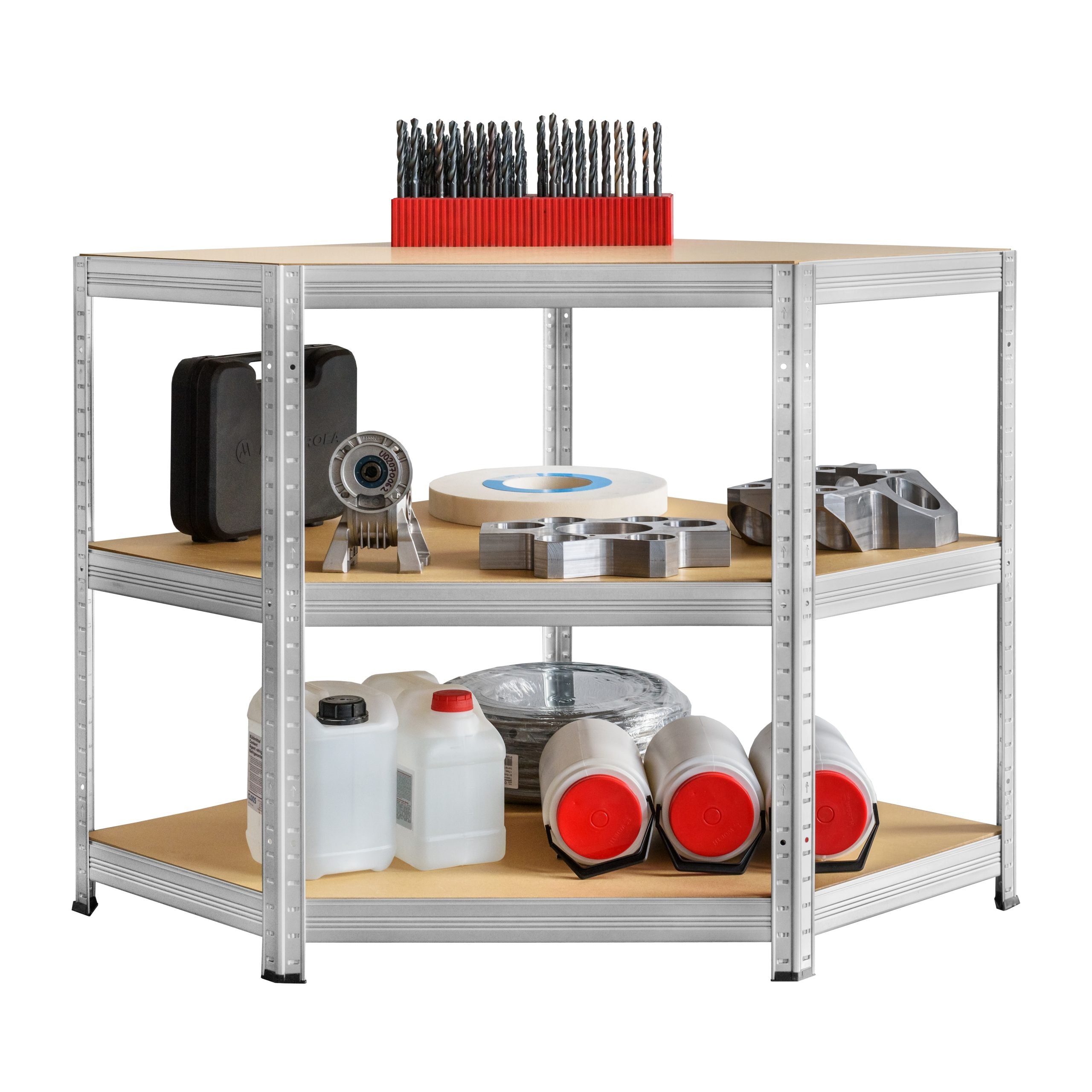 KUTNI SET Metal-medijapan – KUT 180x90x90X45cm, 5x200kg + DVIJE POLICE 180X120X45, 5×200 kg Metalne Police