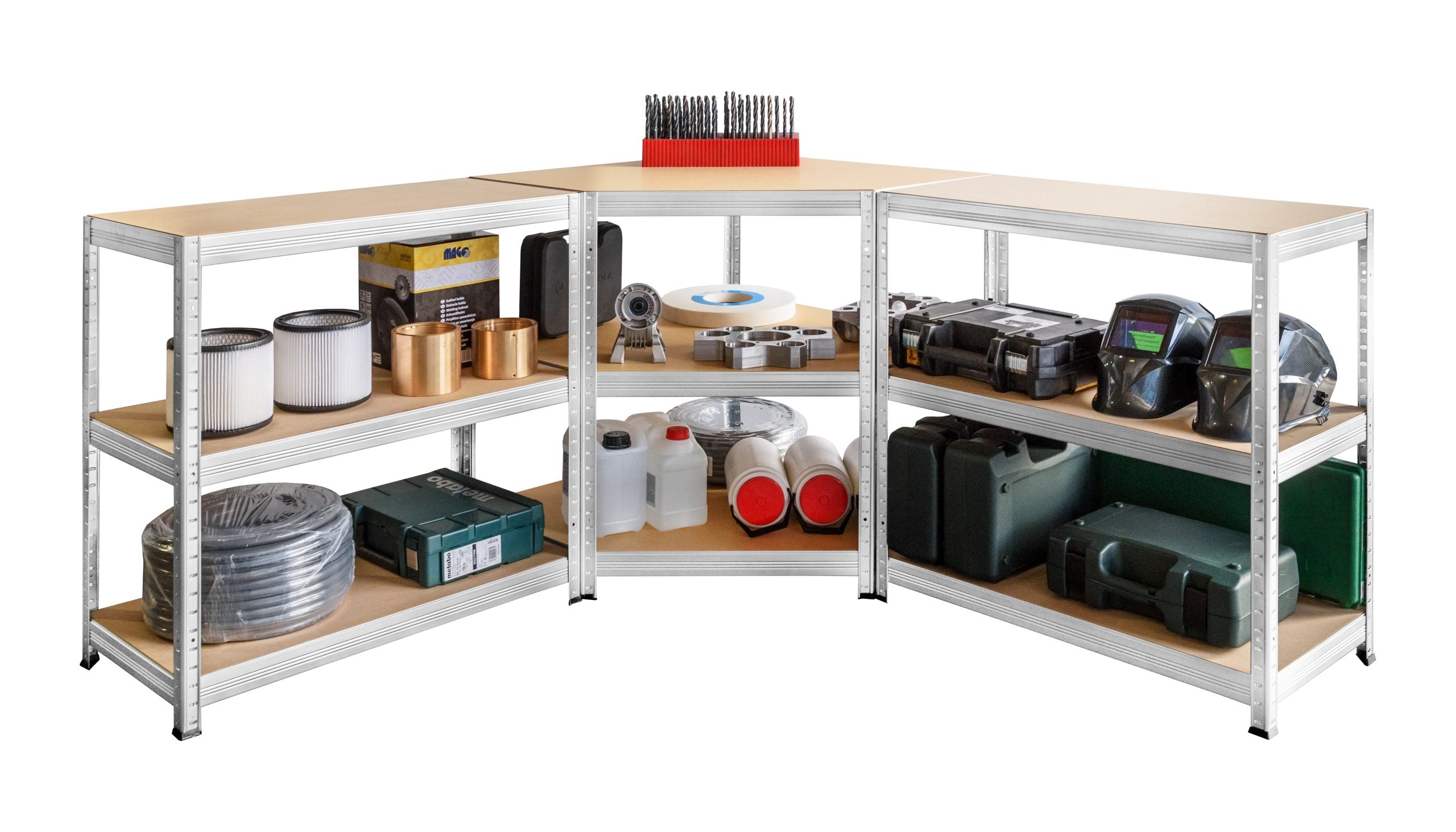 KUTNI SET Metal-medijapan – KUT 180x90x90X45cm, 5x200kg + DVIJE POLICE 180X120X45, 5×200 kg Metalne Police