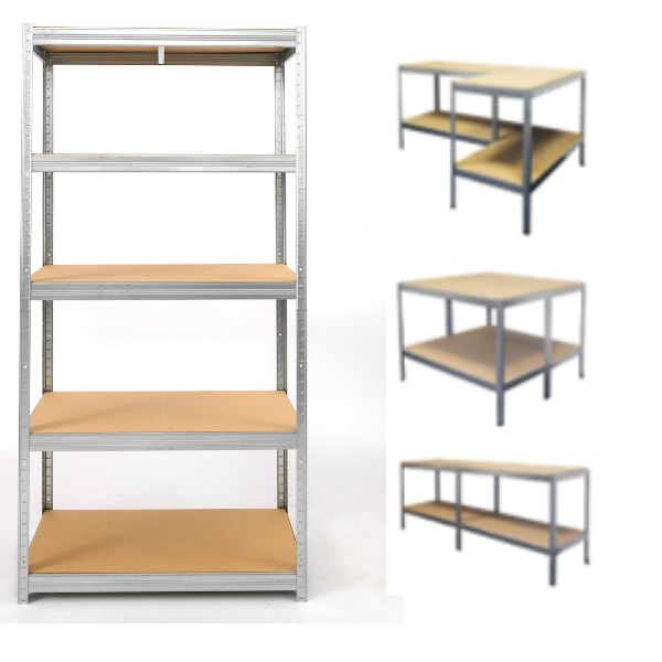 Polica metal-medijapan 180x90x60cm, 5x275kg Metalne Police