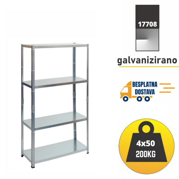 Metalna polica 150x75x30cm 4x50 kg - metalnepolice.hr