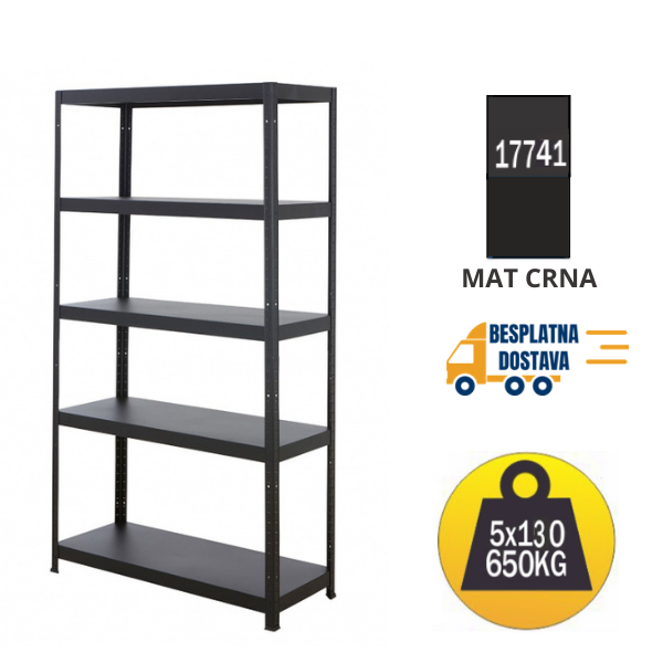 Polica metal-metal 180x90x40cm 5x130 kg - metalnepolice.hr