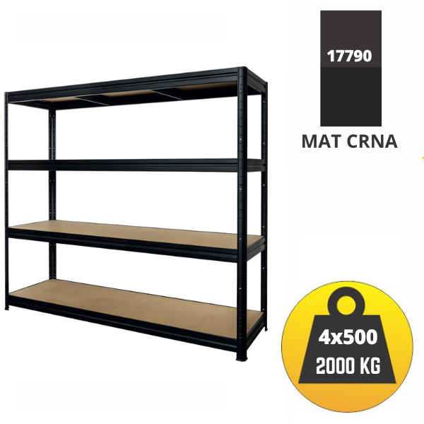 Polica metal-medijapan 177x180x45cm 4x500 kg Metalne Police