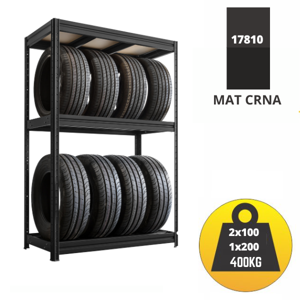 Polica za gume 177x120x60cm 2x100kg+1x200kg Metalne Police