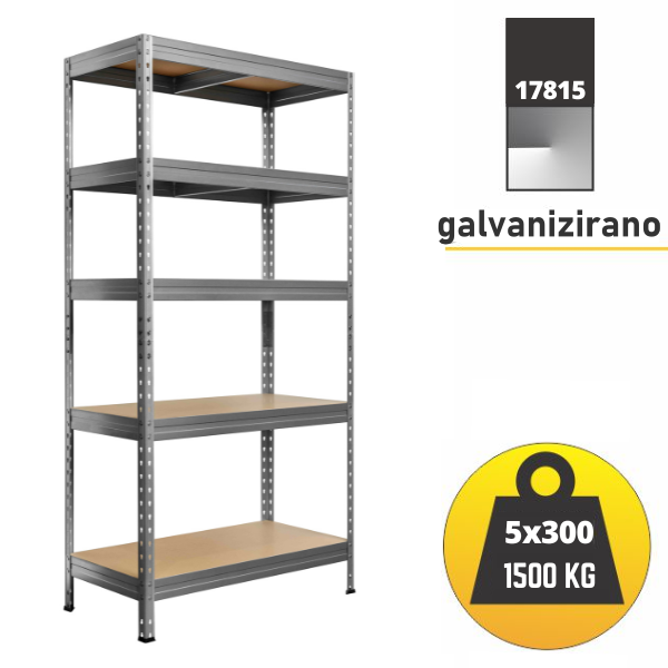 Polica metal-medijapan 180x100X50 5x300kg - RIVET Metalne Police