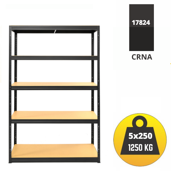 Polica metal-medijapan 180x120x60cm 5x250 kg Metalne Police