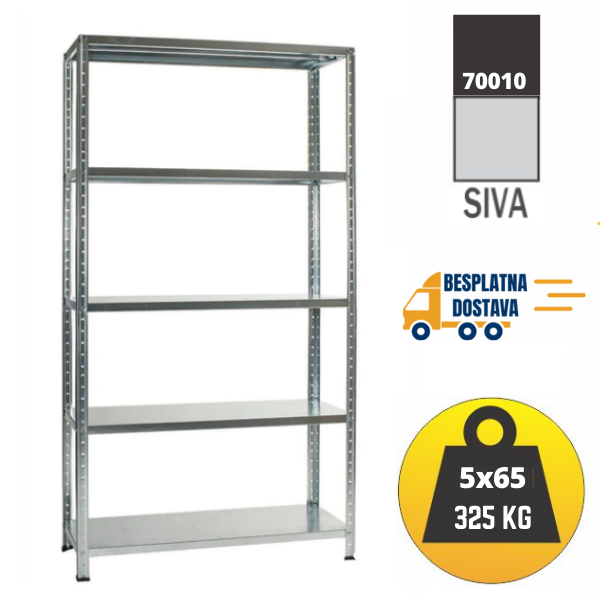 Polica metal-metal 187x100x40cm 5x65 kg - metalnepolice.hr