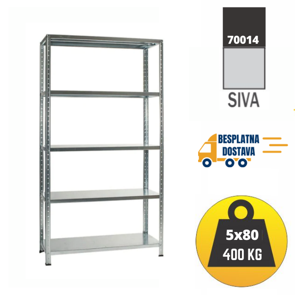 Polica metal-metal 187x100x40cm 5x80 kg - metalnepolice.hr