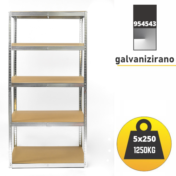 Polica metal-medijapan 180x100x40cm 5x250 kg Metalne Police