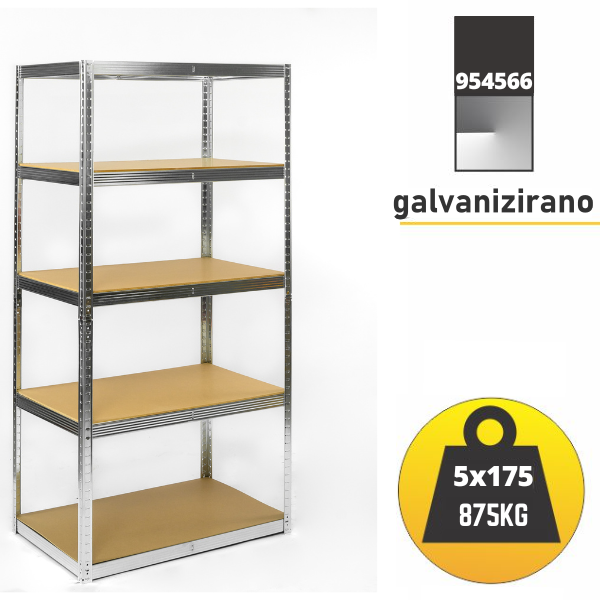 Polica metal-medijapan 180x100x60cm, 5x175kg Metalne Police