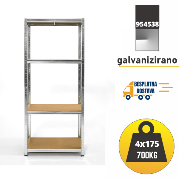 Polica metal-medijapan 180x90x40cm 4x175 kg