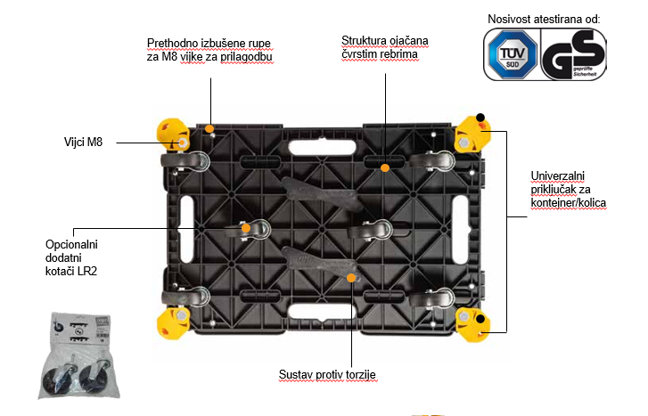 Transportna kolica za Eurokutije s kotačima Metalne Police